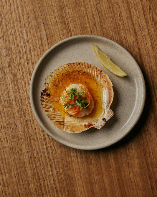 shark bay scallops with pickled carrot & chilli pressed olive oil