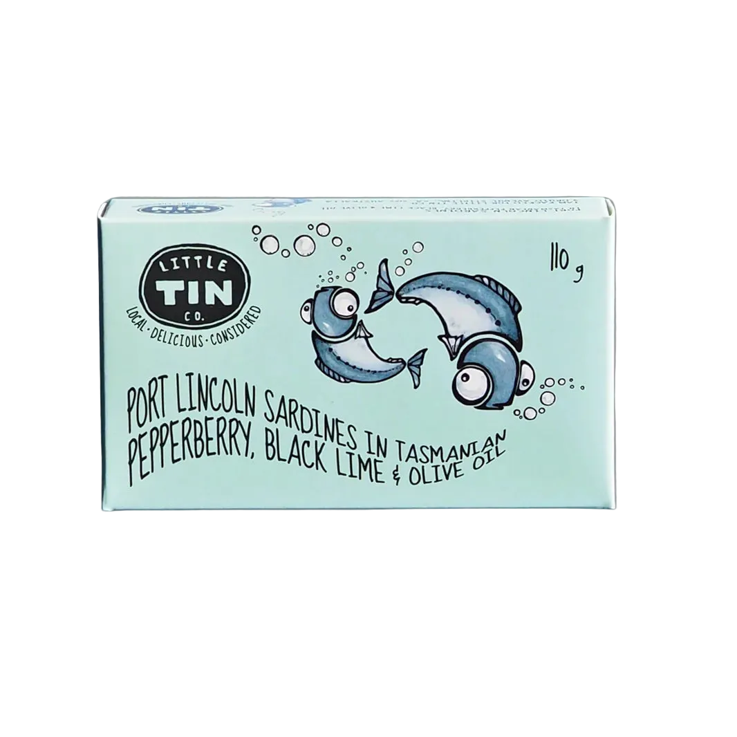 Little Tin Co. Port Lincoln Sardines in Tasmanian Pepperberry, Black Lime & Olive Oil