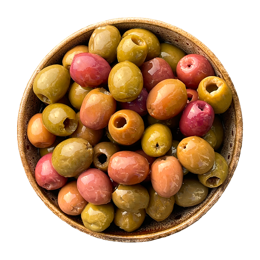 pitted green olives pouch