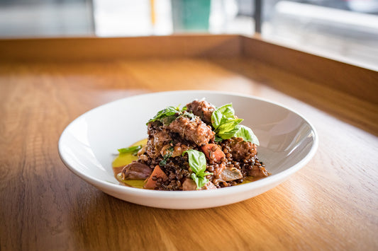 beluga black lentils with italian sausage, fennel & lemon