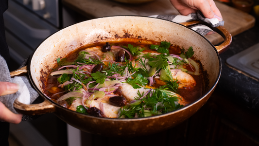 mediterranean baked fish with olive brine & lemon pressed extra virgin olive oil