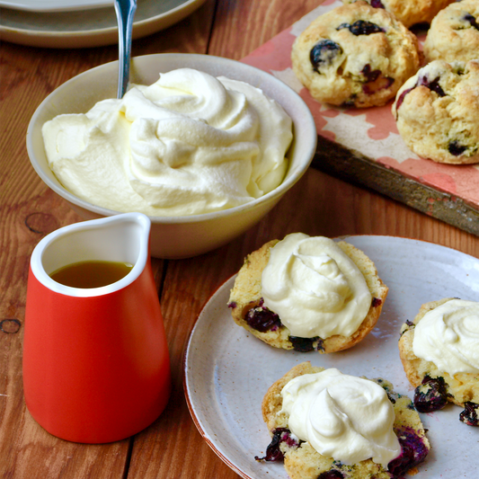 blueberry scones with mandarin cream