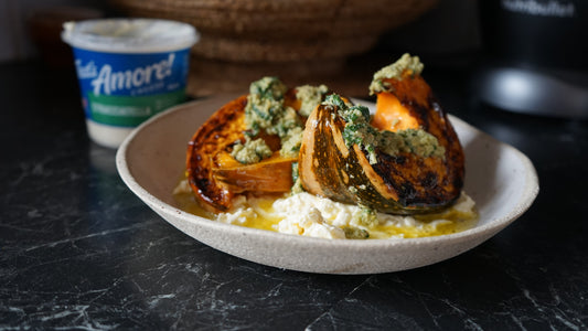 Green Olive & Basil Pesto with Charred Pumpkin & Stracciatella