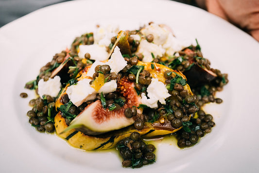 Fig, Squash & Mount Zero Beluga lentil salad
