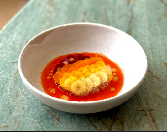 Alfonsino Tartare. Heirloom Carrot, Aguachile