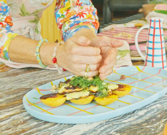 Grilled Peach & Haloumi with Focaccia