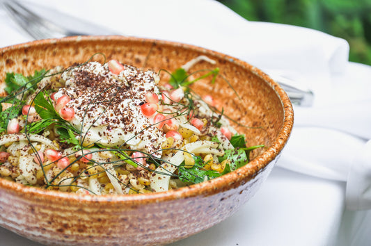 mixed grain, pickled fennel, pomegranate, sumac & labne salad