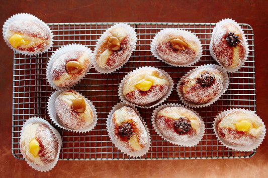 vanilla cream doughnuts with lemon pressed extra virgin olive oil