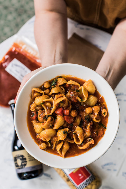 conchiglie, chickpeas & smoked evoo