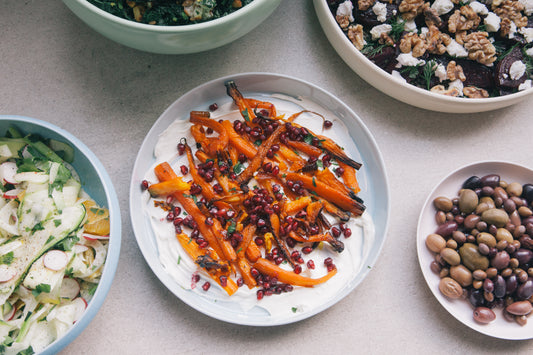 honey roasted carrots with labneh & pomegranate