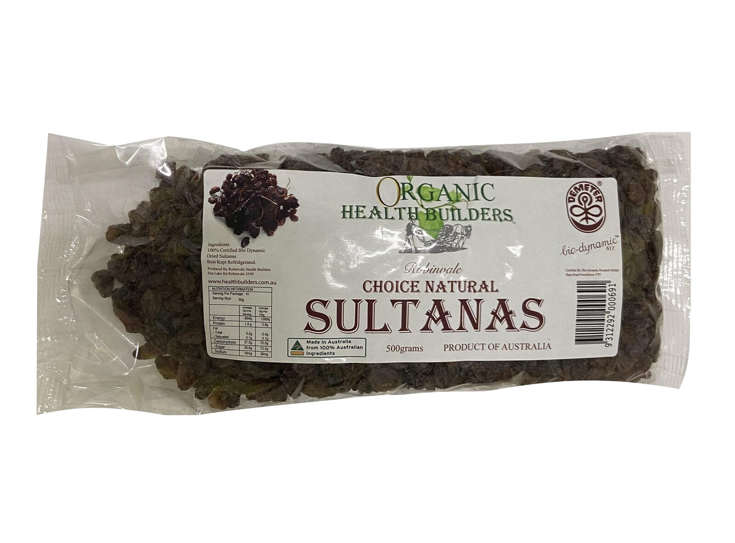 bio-dynamic sultanas 500g