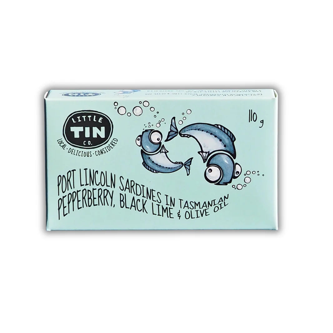 Little Tin Co. Port Lincoln Sardines in Tasmanian Pepperberry, Black Lime & Olive Oil