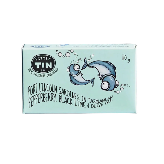 Little Tin Co. Port Lincoln Sardines in Tasmanian Pepperberry, Black Lime & Olive Oil
