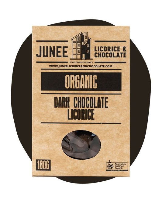 junee organic dark chocolate coated licorice