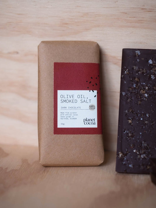 planet cocoa olive oil smoked salt dark chocolate