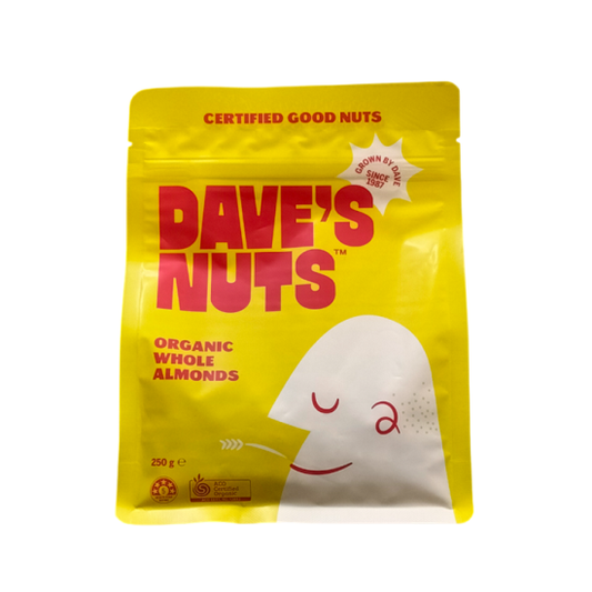 dave's nuts organic whole almonds 250g