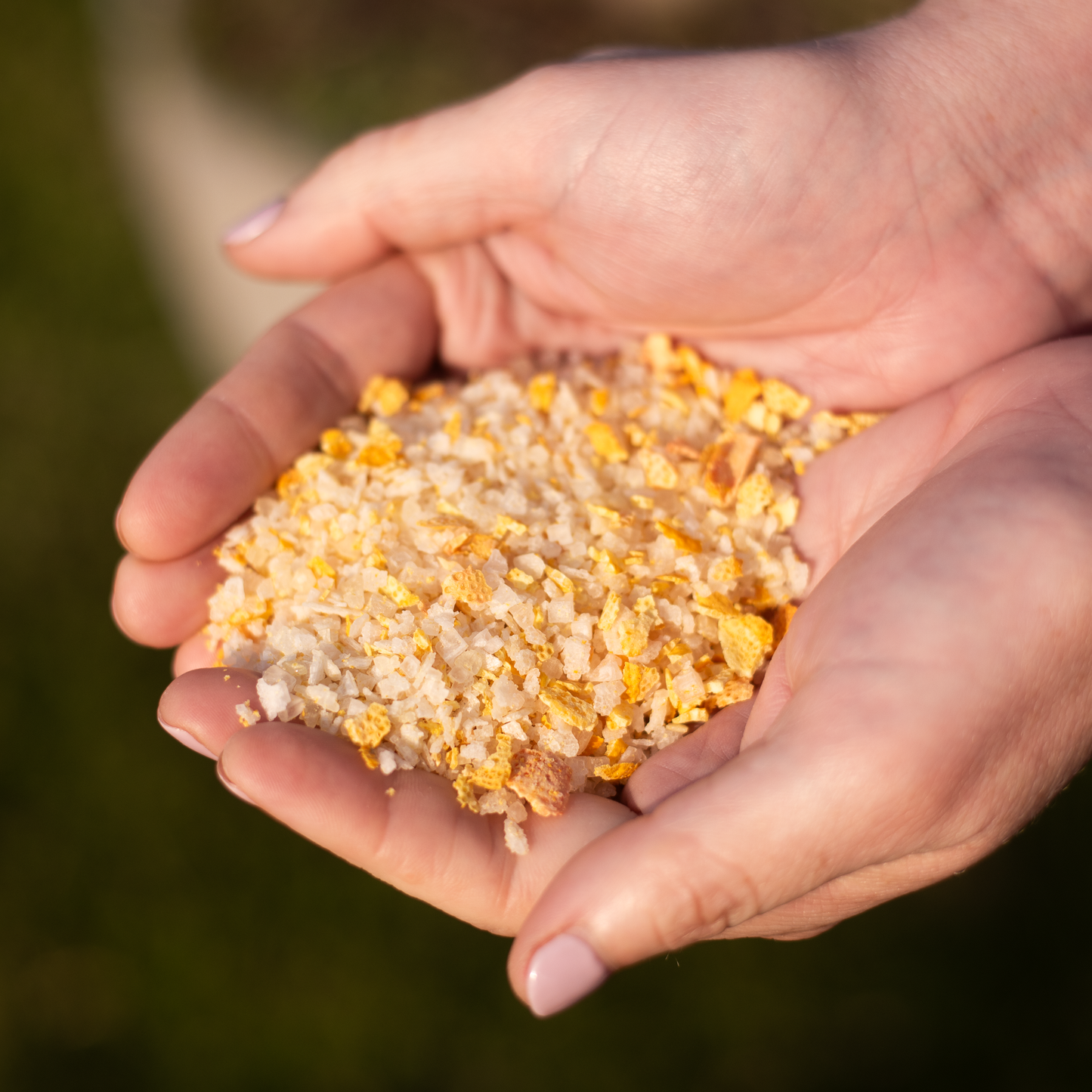 pink lake salt grinder with yuzu zest